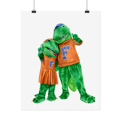 Albert and Alberta Watercolor Art Poster | College Team Illustration