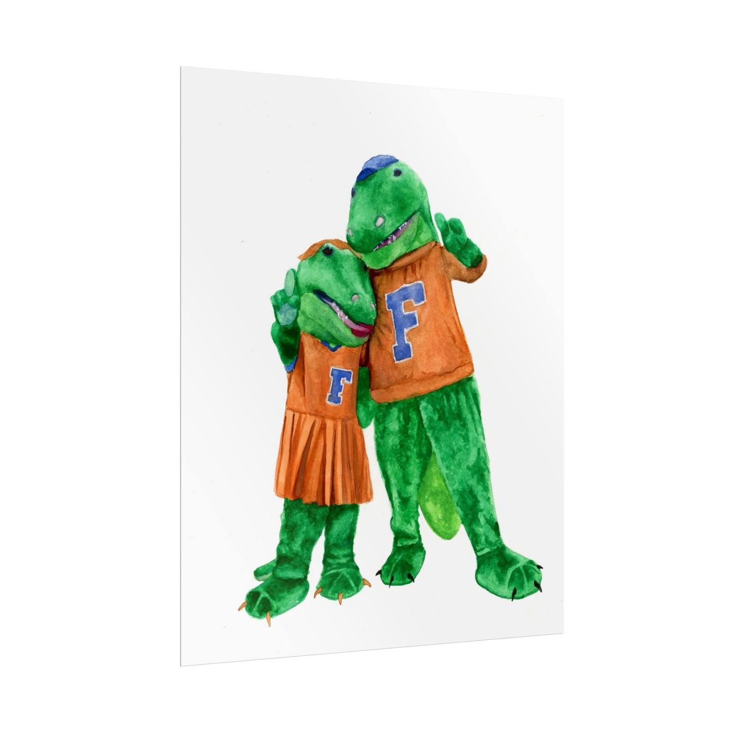 Albert and Alberta Watercolor Art Poster | College Team Illustration