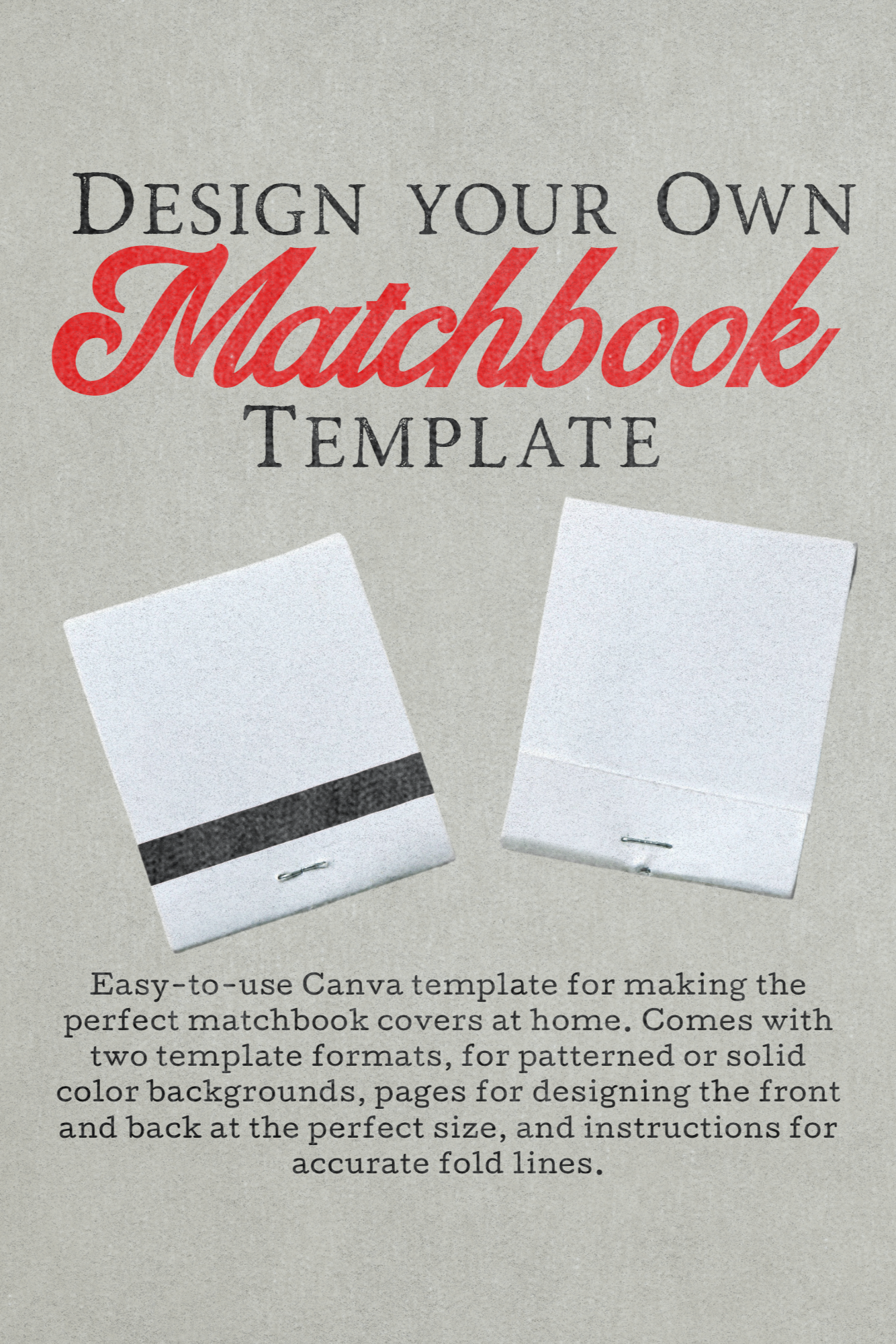 Matchbook Cover Template