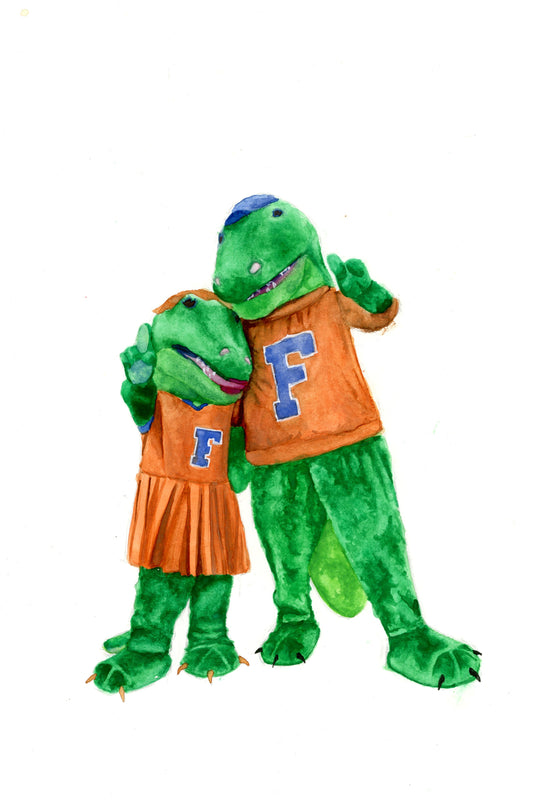 UF Albert and Alberta Watercolor Art Print 8x10