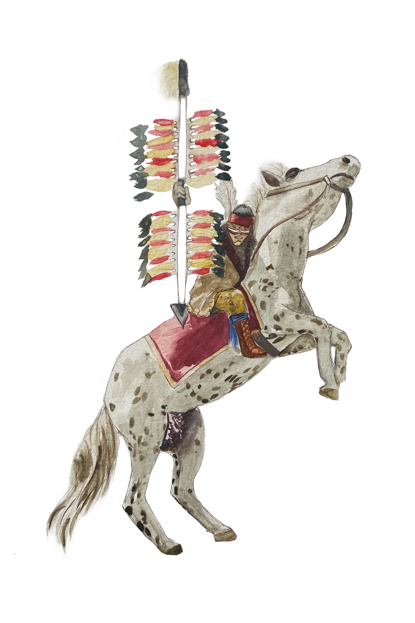 FSU Chief Osceola and Renegade Watercolor Art Print 9x12