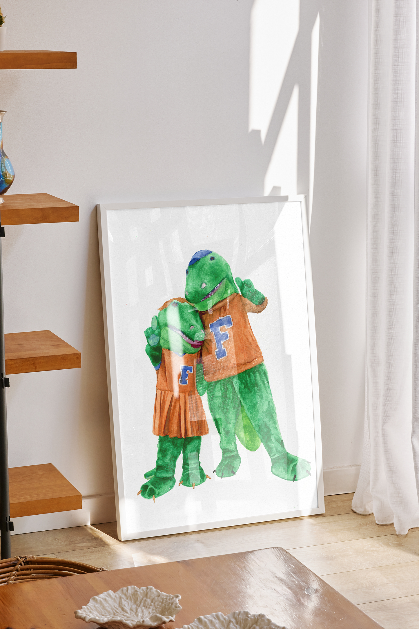 Albert and Alberta Watercolor Art Poster | College Team Illustration