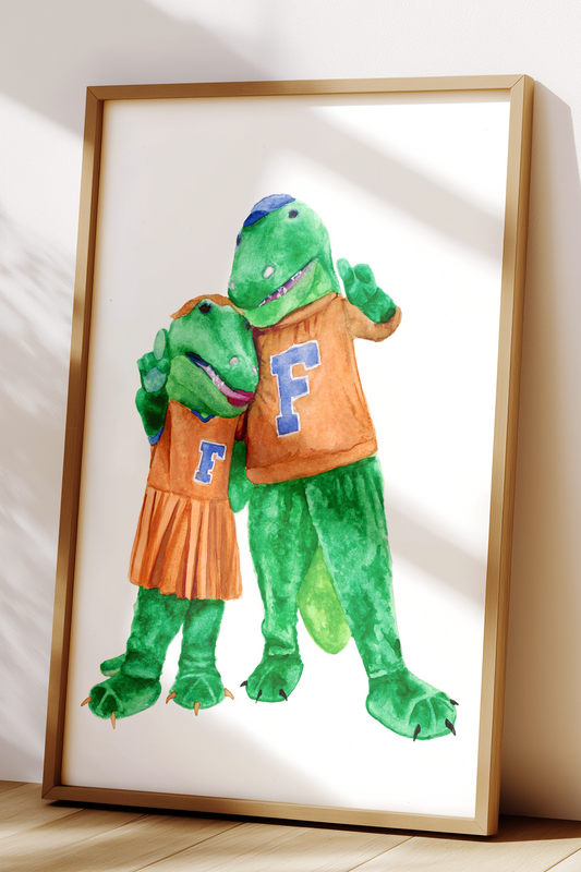 Albert and Alberta Watercolor Art Poster | College Team Illustration